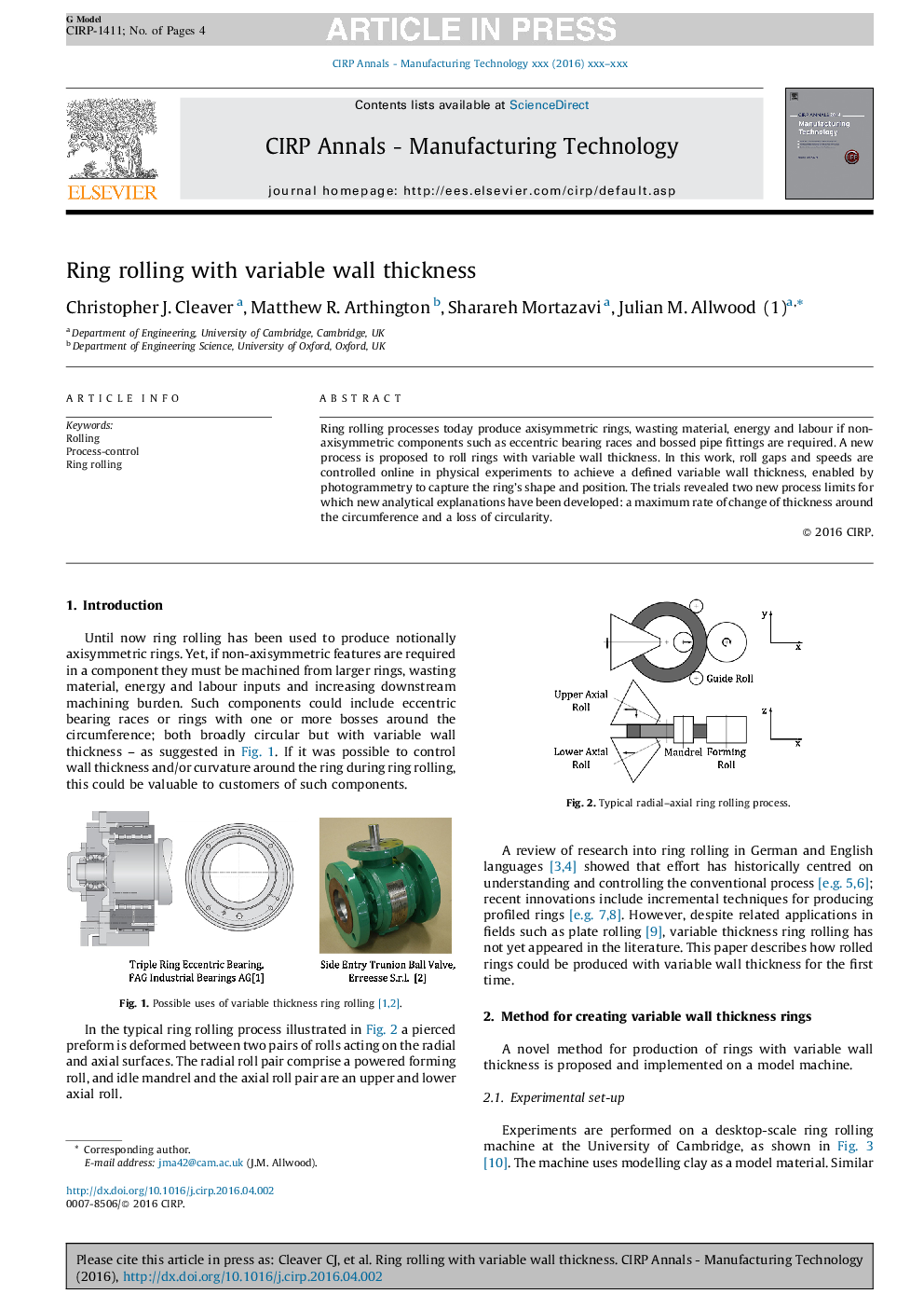 Ring rolling with variable wall thickness