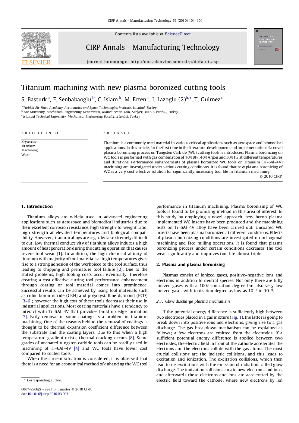 Titanium machining with new plasma boronized cutting tools