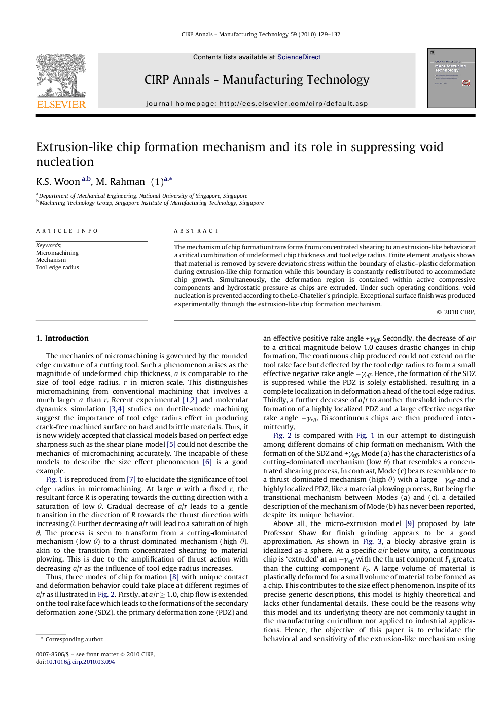 Extrusion-like chip formation mechanism and its role in suppressing void nucleation