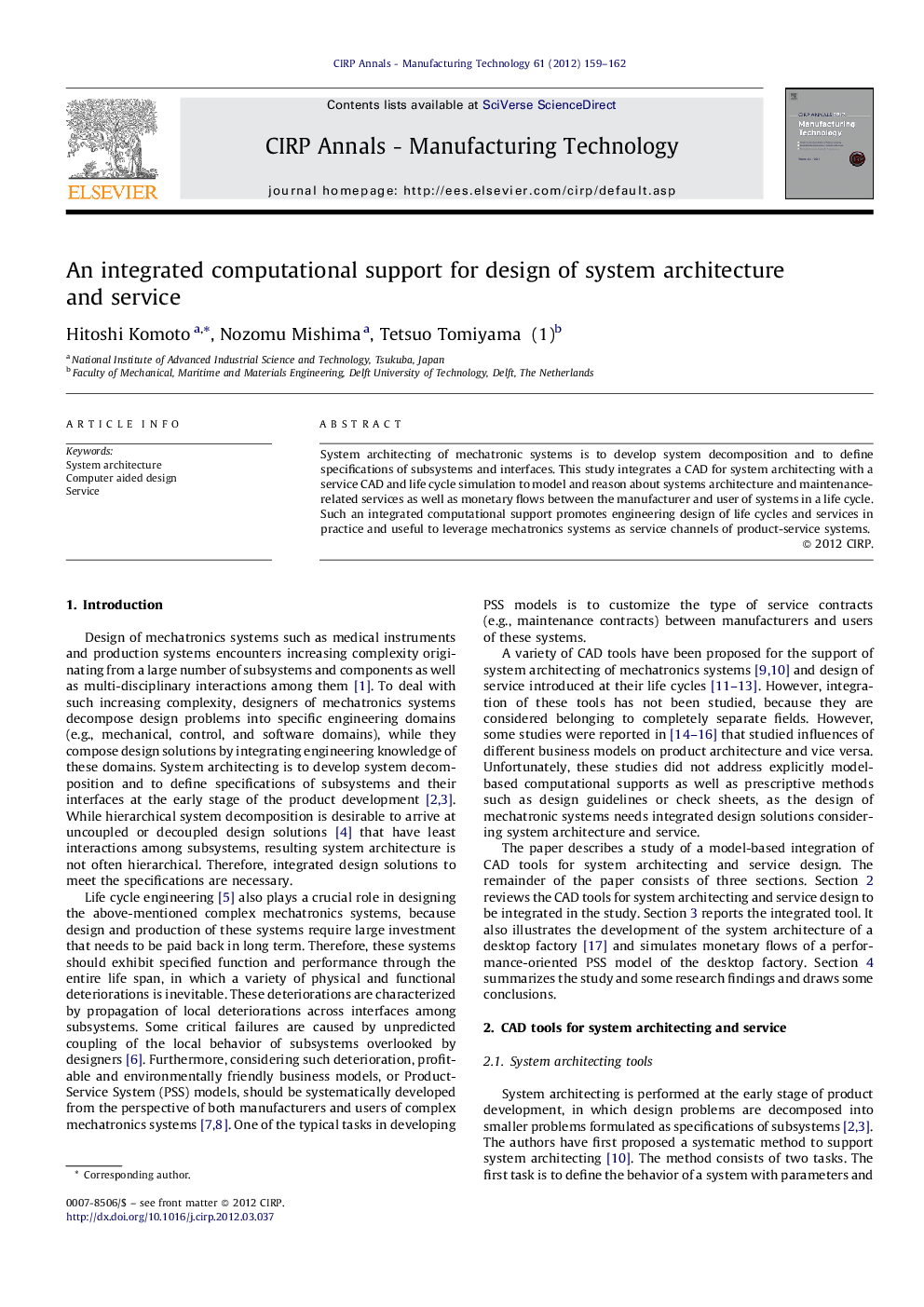 An integrated computational support for design of system architecture and service