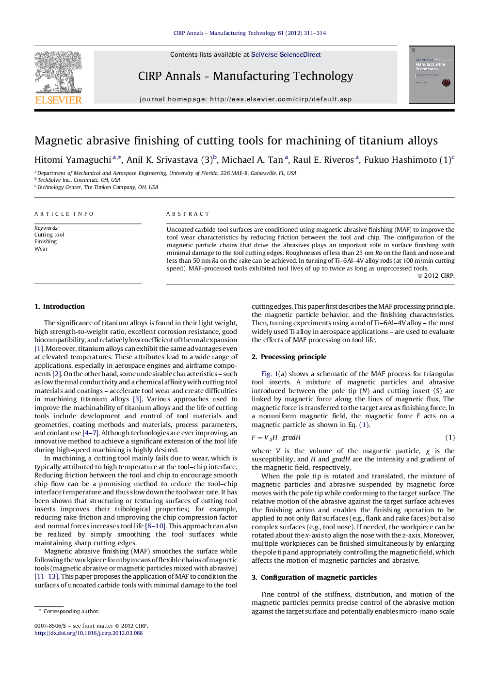 Magnetic abrasive finishing of cutting tools for machining of titanium alloys