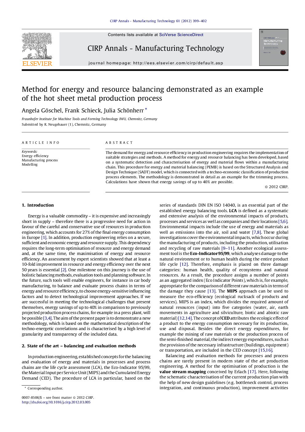 Method for energy and resource balancing demonstrated as an example of the hot sheet metal production process