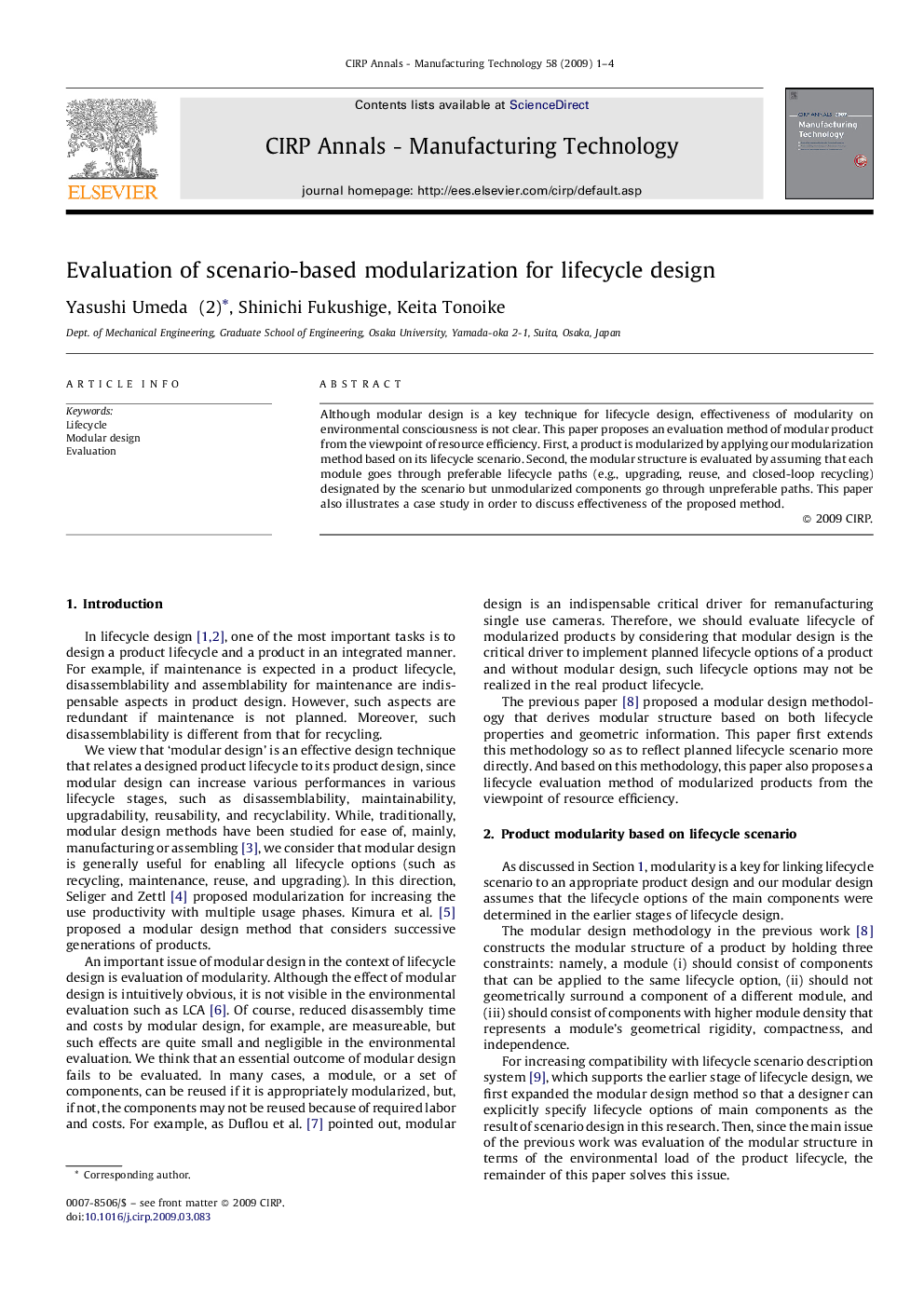 Evaluation of scenario-based modularization for lifecycle design