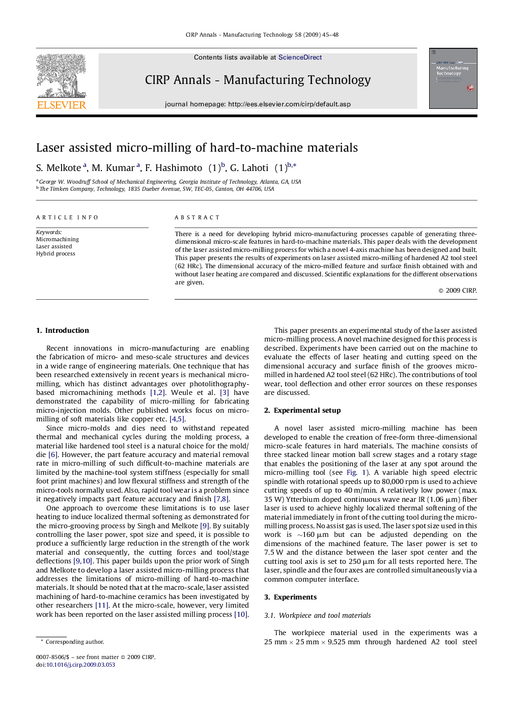 Laser assisted micro-milling of hard-to-machine materials