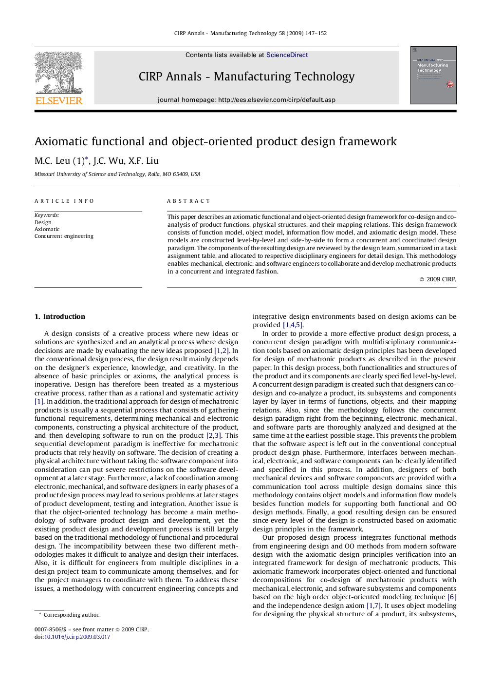 Axiomatic functional and object-oriented product design framework