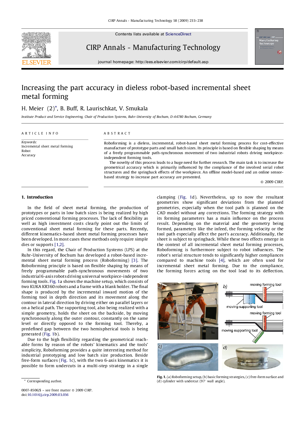 Increasing the part accuracy in dieless robot-based incremental sheet metal forming