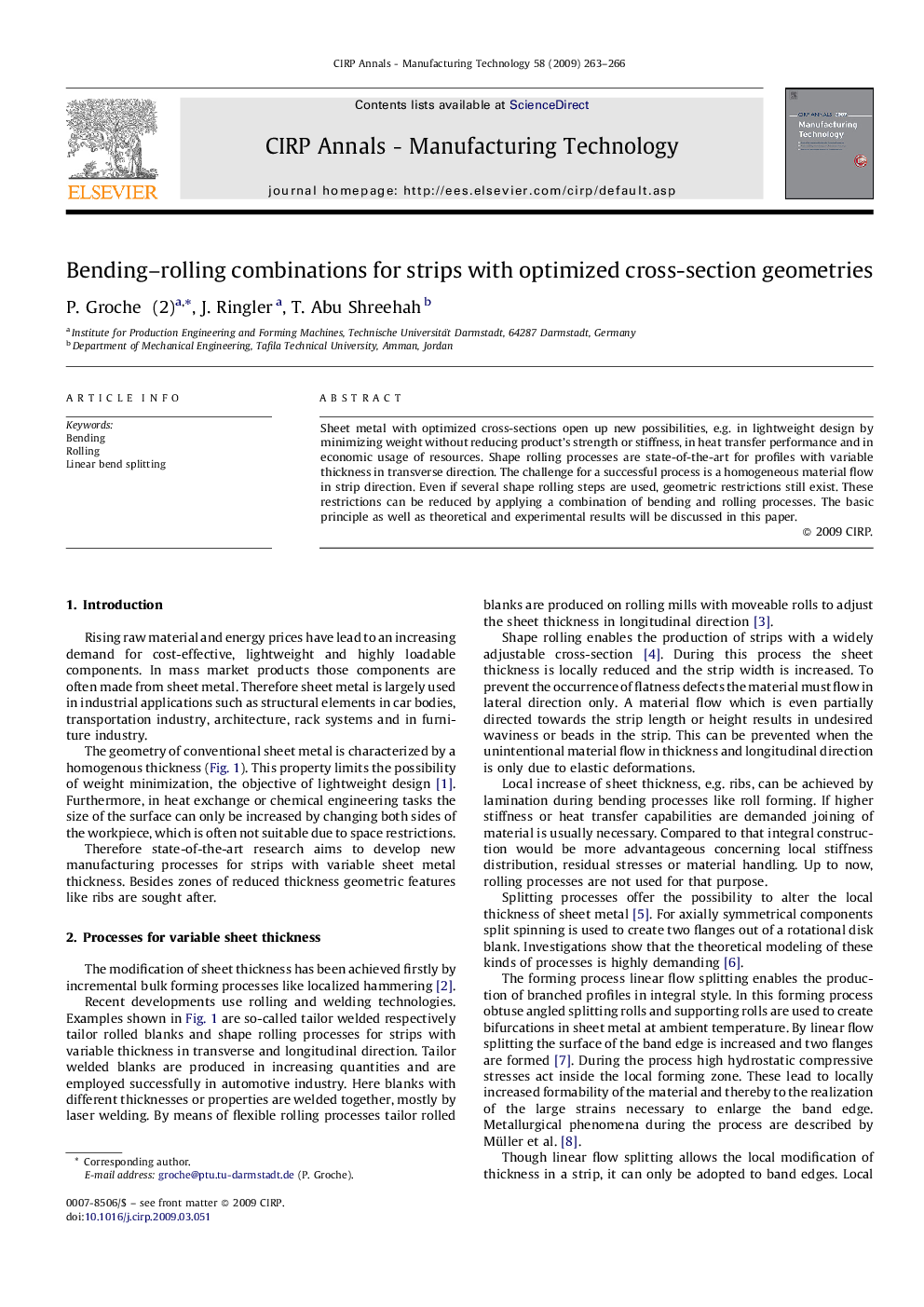 Bending-rolling combinations for strips with optimized cross-section geometries