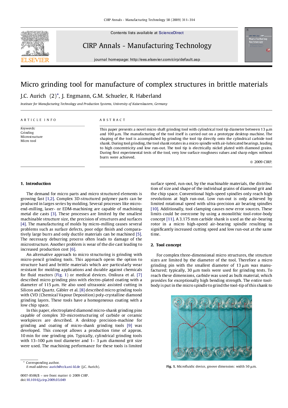 Micro grinding tool for manufacture of complex structures in brittle materials