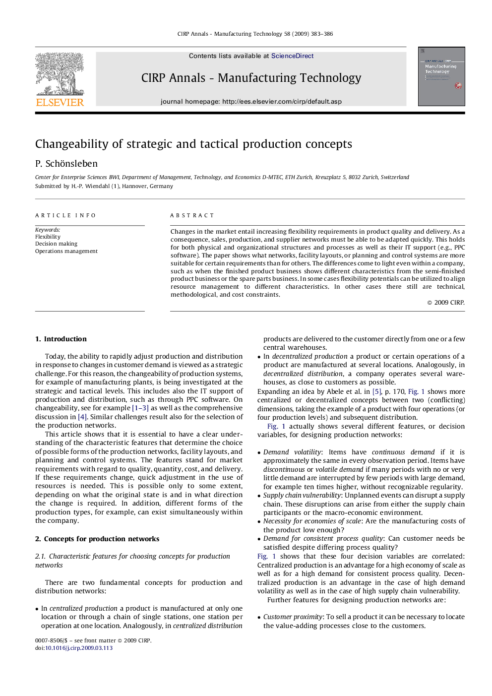 Changeability of strategic and tactical production concepts