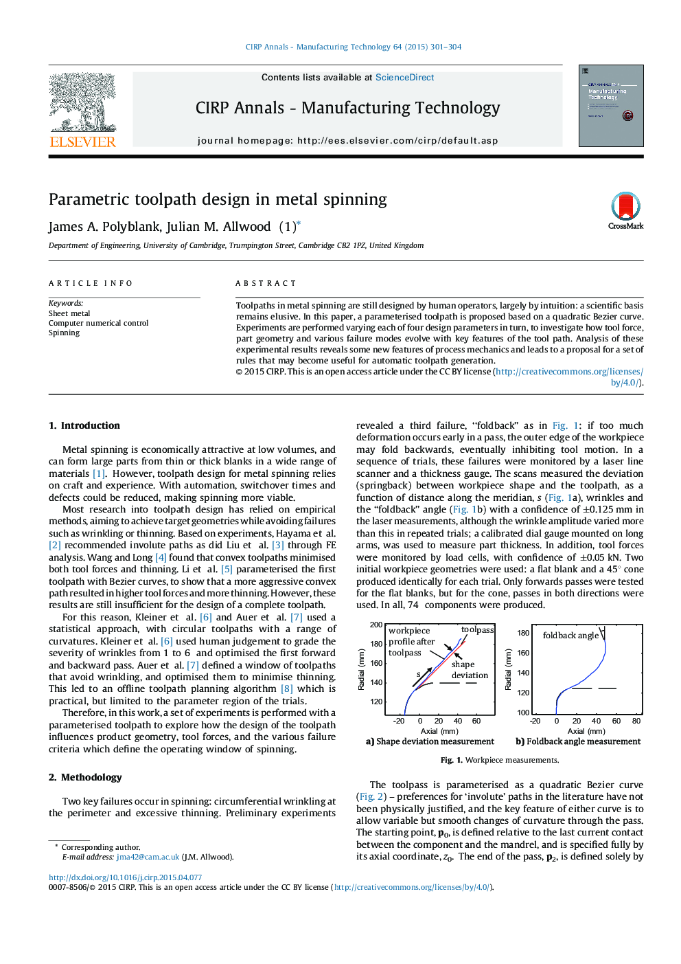 Parametric toolpath design in metal spinning