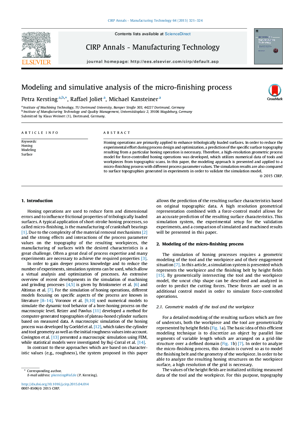 Modeling and simulative analysis of the micro-finishing process