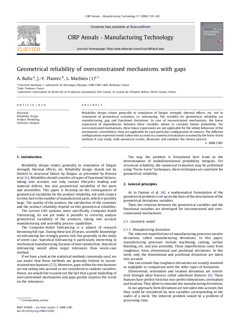 Geometrical reliability of overconstrained mechanisms with gaps