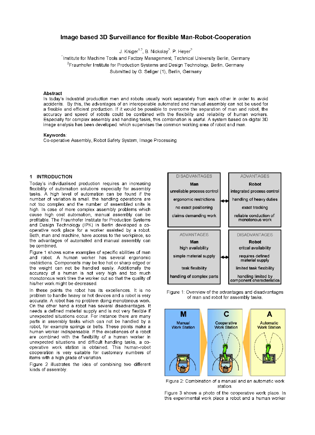 Image based 3D Surveillance for flexible Man-Robot-Cooperation