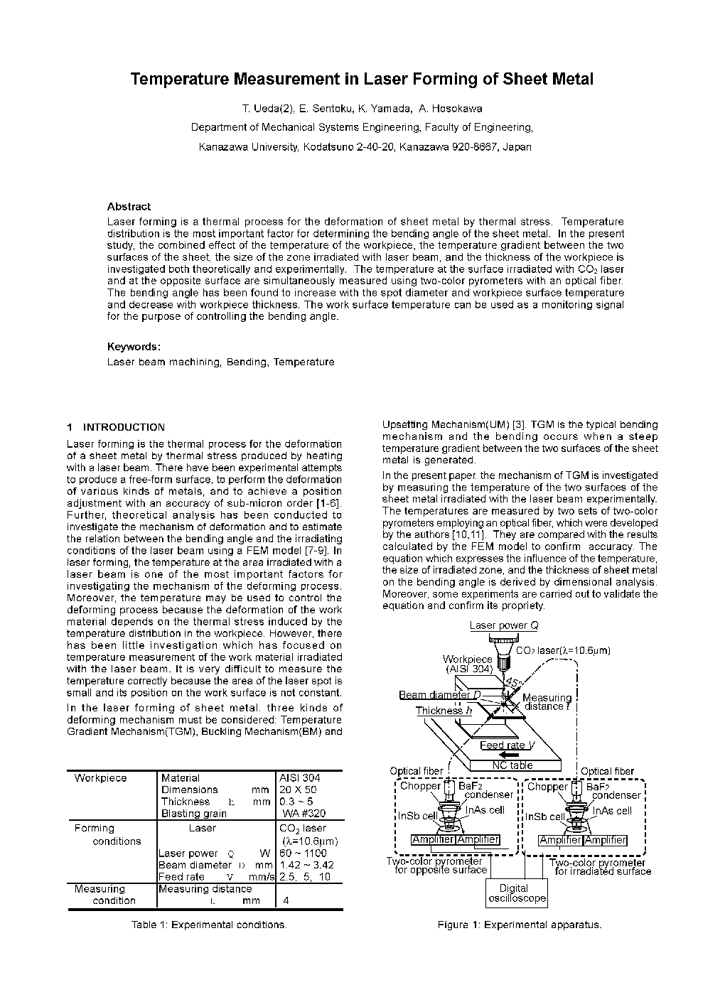 Temperature Measurement in Laser Forming of Sheet Metal