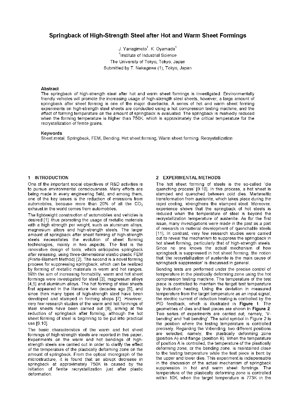 Springback of High-Strength Steel after Hot and Warm Sheet Formings