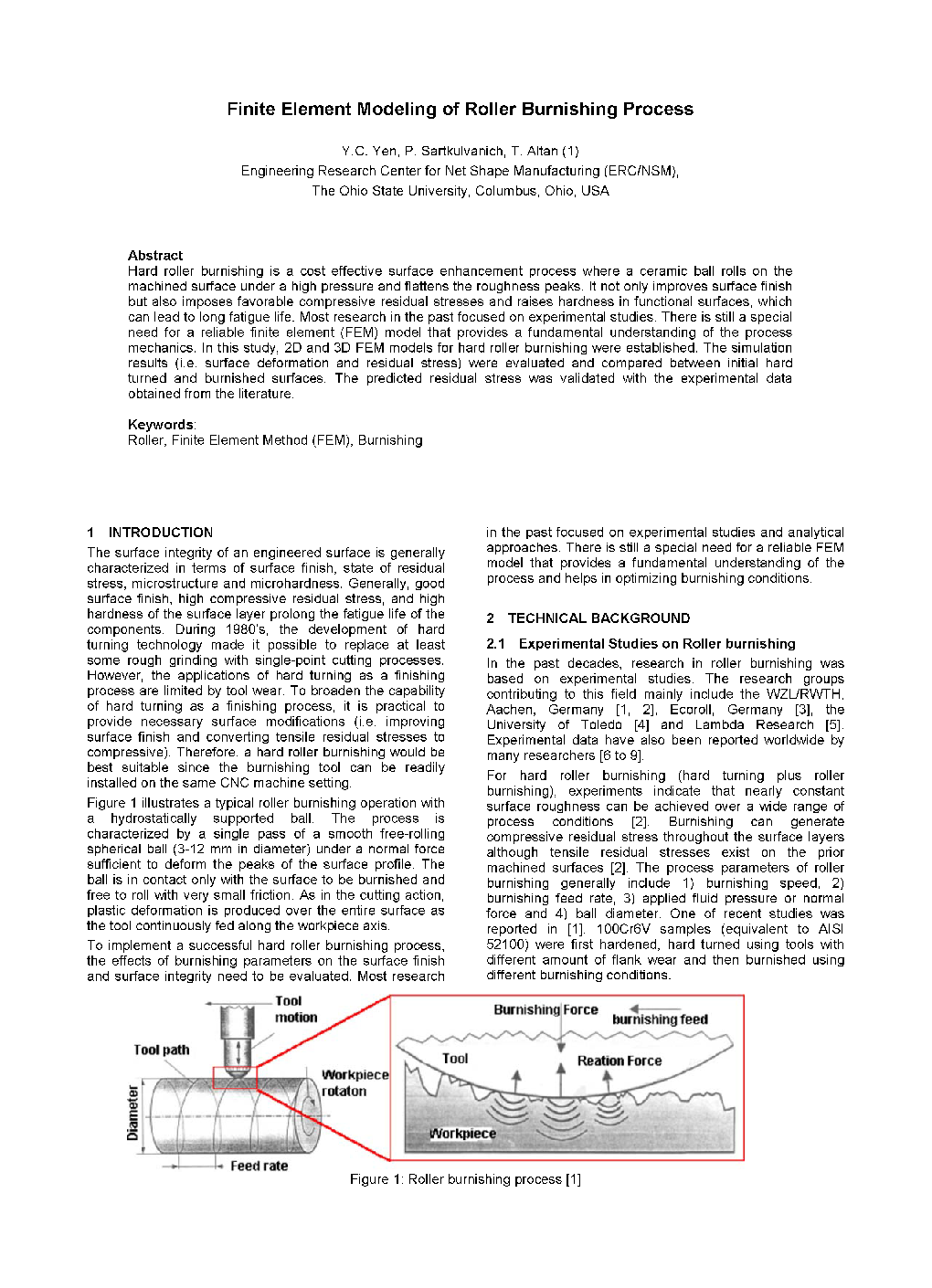 Finite Element Modeling of Roller Burnishing Process