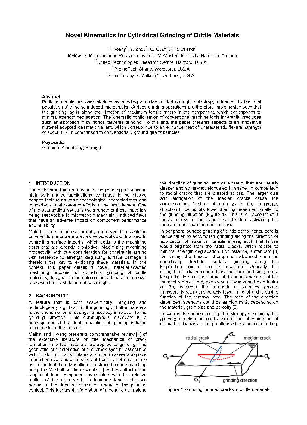 Novel Kinematics for Cylindrical Grinding of Brittle Materials