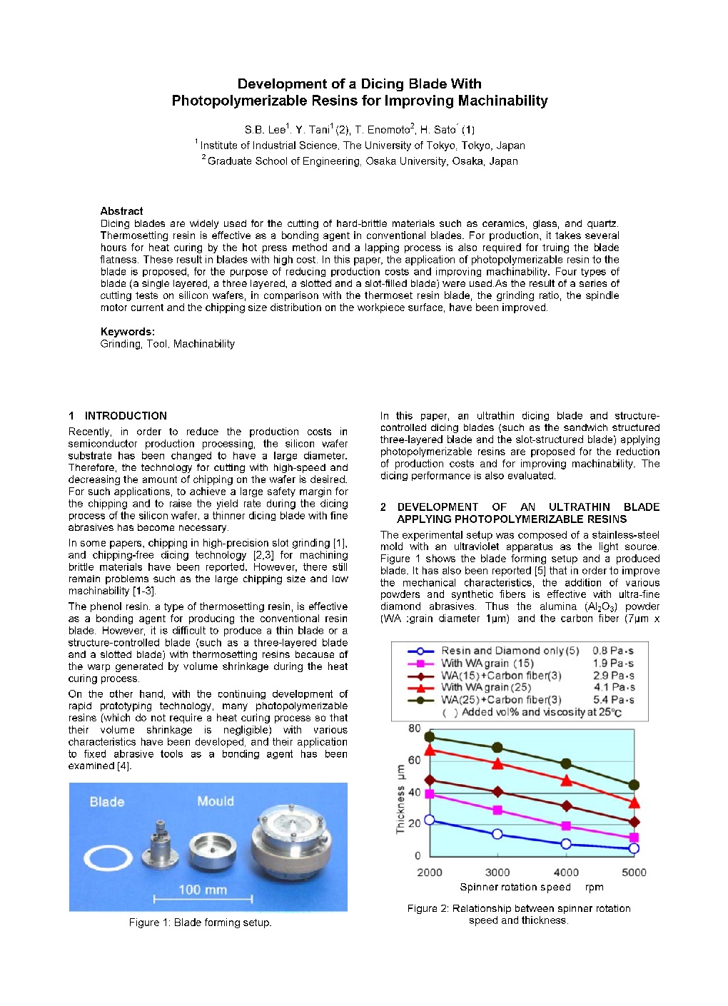 Development of a Dicing Blade With Photopolymerizable Resins for Improving Machinability