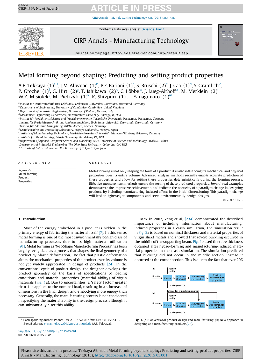 Metal forming beyond shaping: Predicting and setting product properties