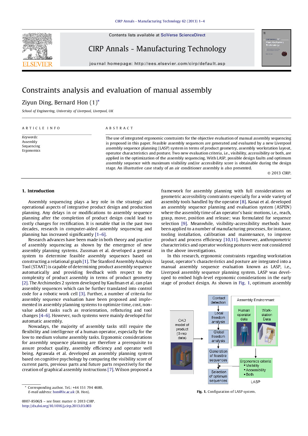 Constraints analysis and evaluation of manual assembly