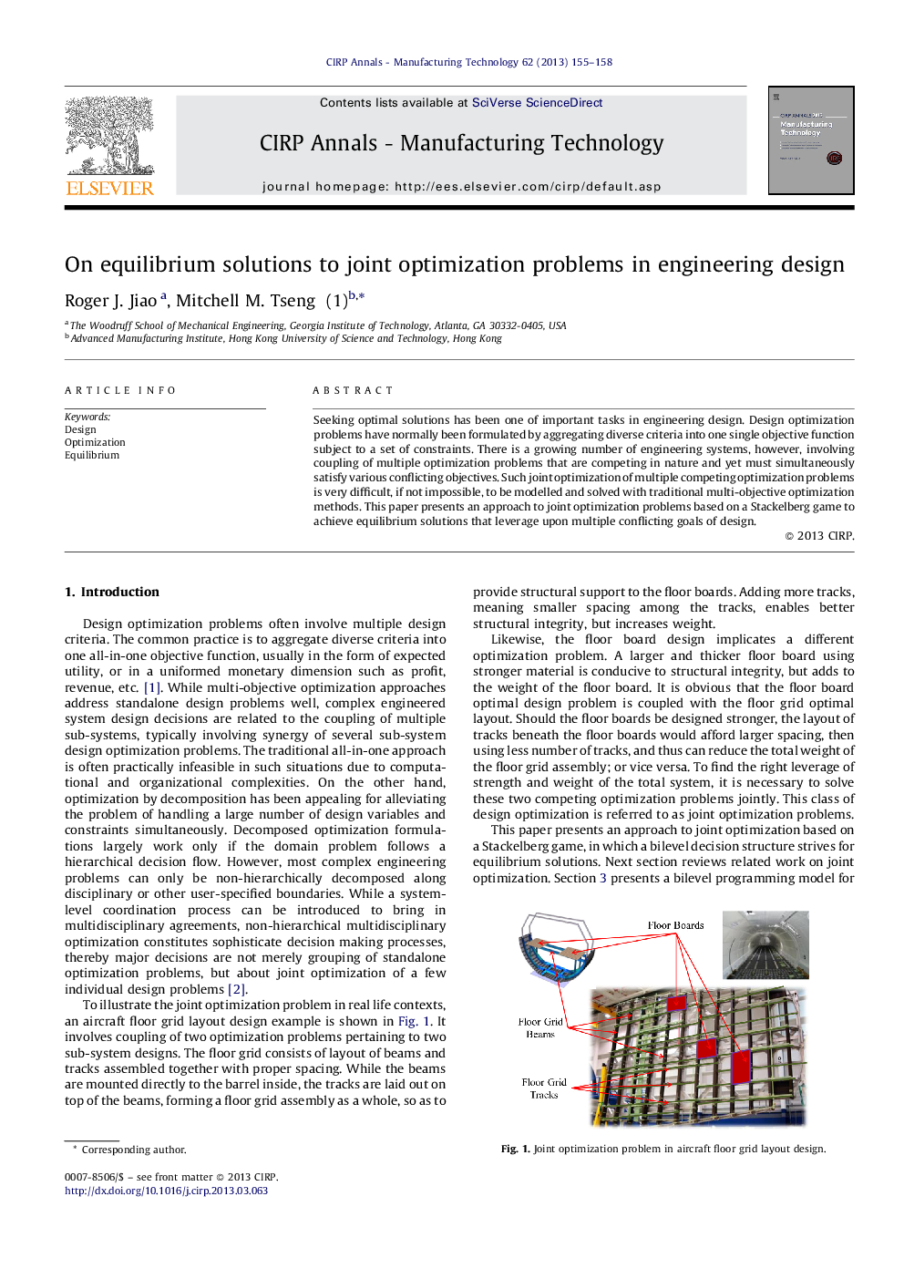 On equilibrium solutions to joint optimization problems in engineering design