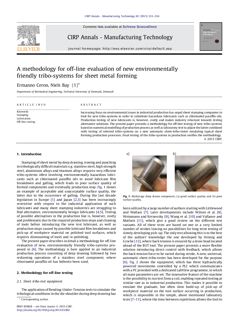 A methodology for off-line evaluation of new environmentally friendly tribo-systems for sheet metal forming