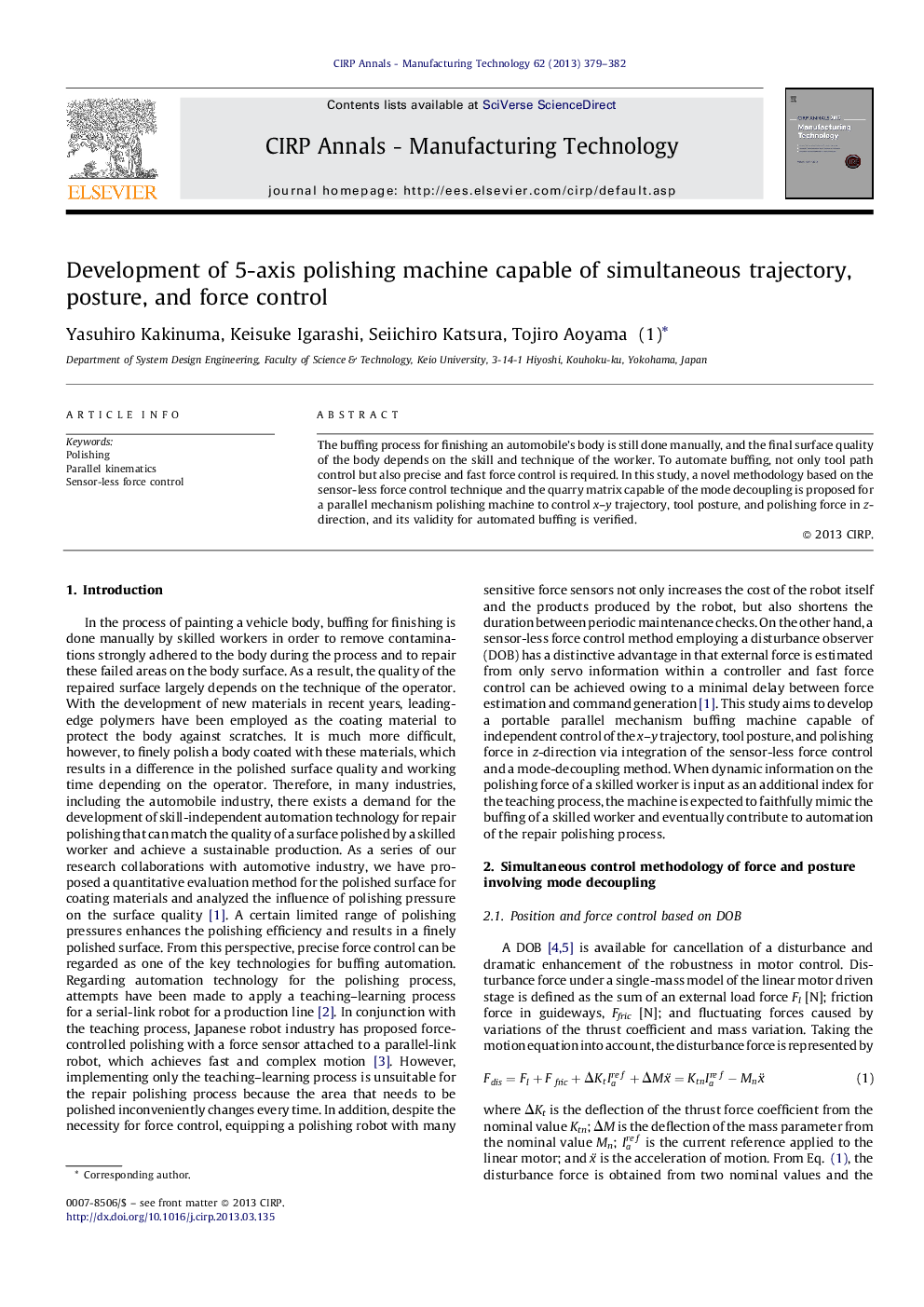 Development of 5-axis polishing machine capable of simultaneous trajectory, posture, and force control