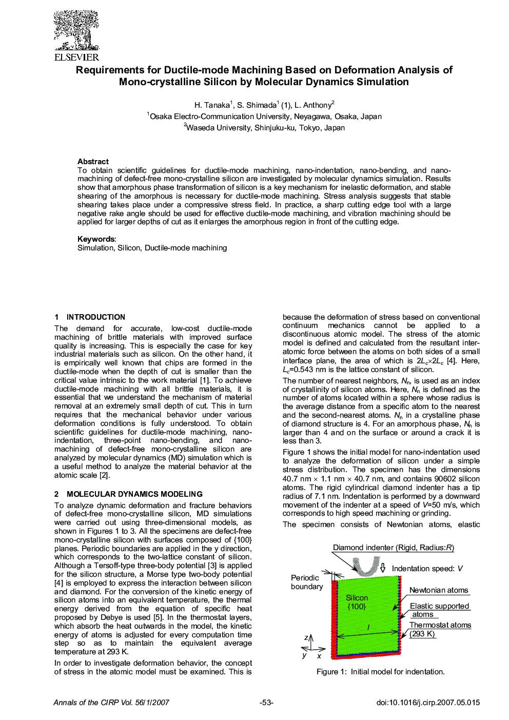 Requirements for Ductile-mode Machining Based on Deformation Analysis of Mono-crystalline Silicon by Molecular Dynamics Simulation