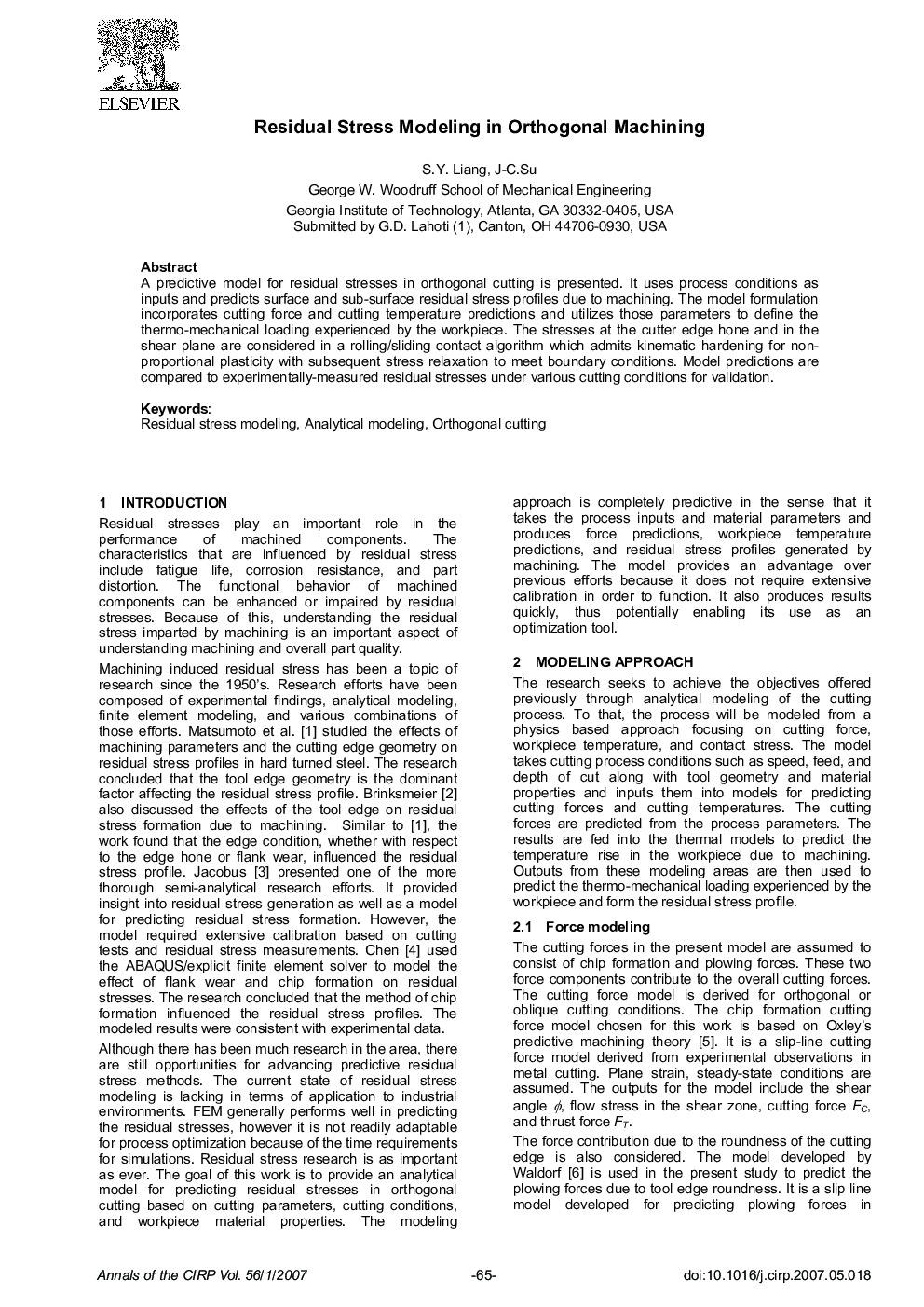 Residual Stress Modeling in Orthogonal Machining