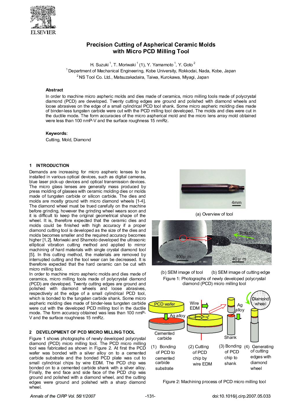 Precision Cutting of Aspherical Ceramic Molds with Micro PCD Milling Tool