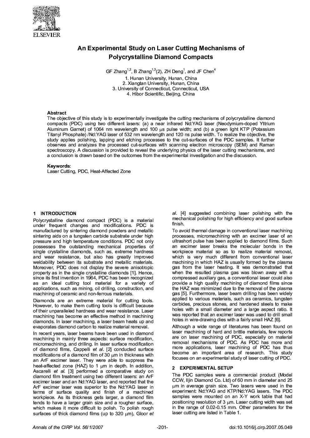 An Experimental Study on Laser Cutting Mechanisms of Polycrystalline Diamond Compacts