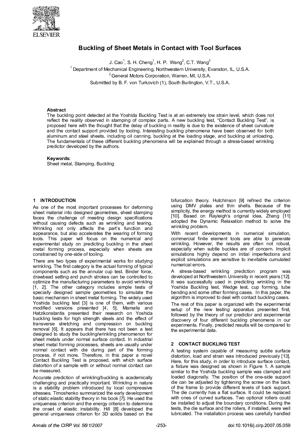 Buckling of Sheet Metals in Contact with Tool Surfaces