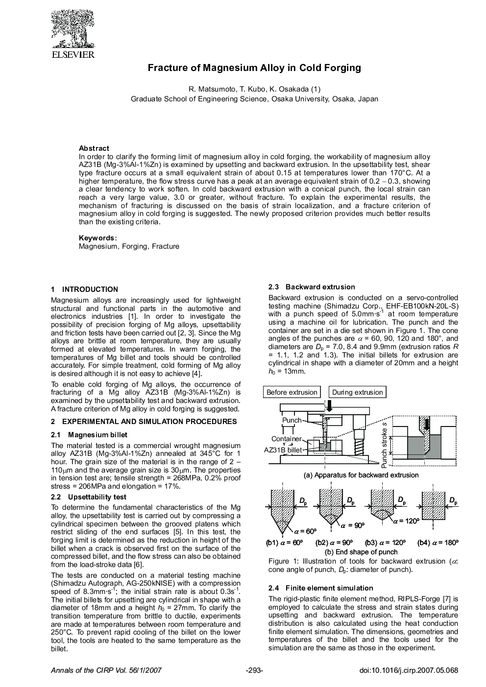 Fracture of Magnesium Alloy in Cold Forging