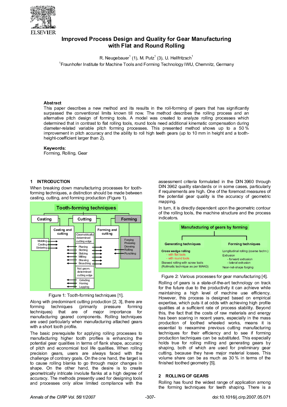 Improved Process Design and Quality for Gear Manufacturing with Flat and Round Rolling