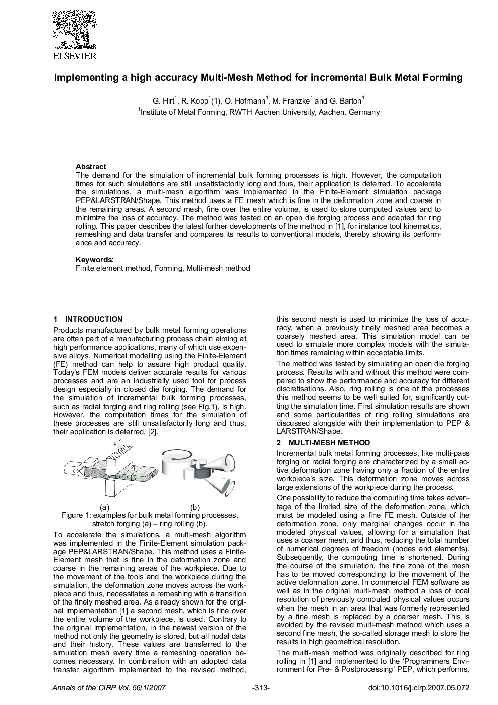 Implementing a high accuracy Multi-Mesh Method for incremental Bulk Metal Forming