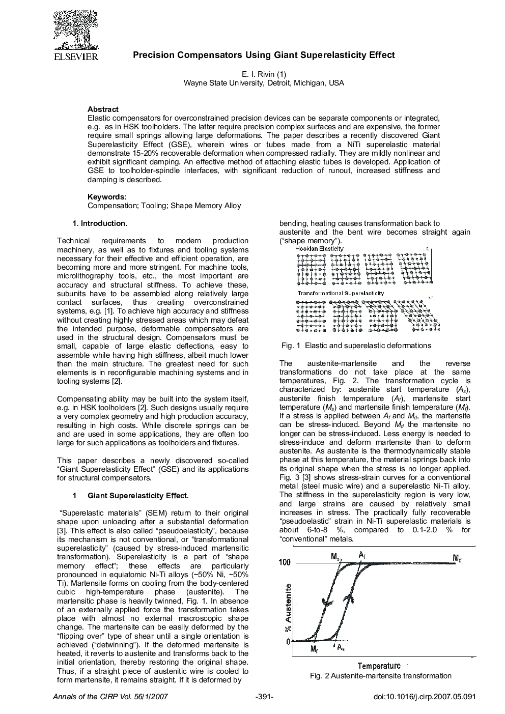 Precision Compensators Using Giant Superelasticity Effect