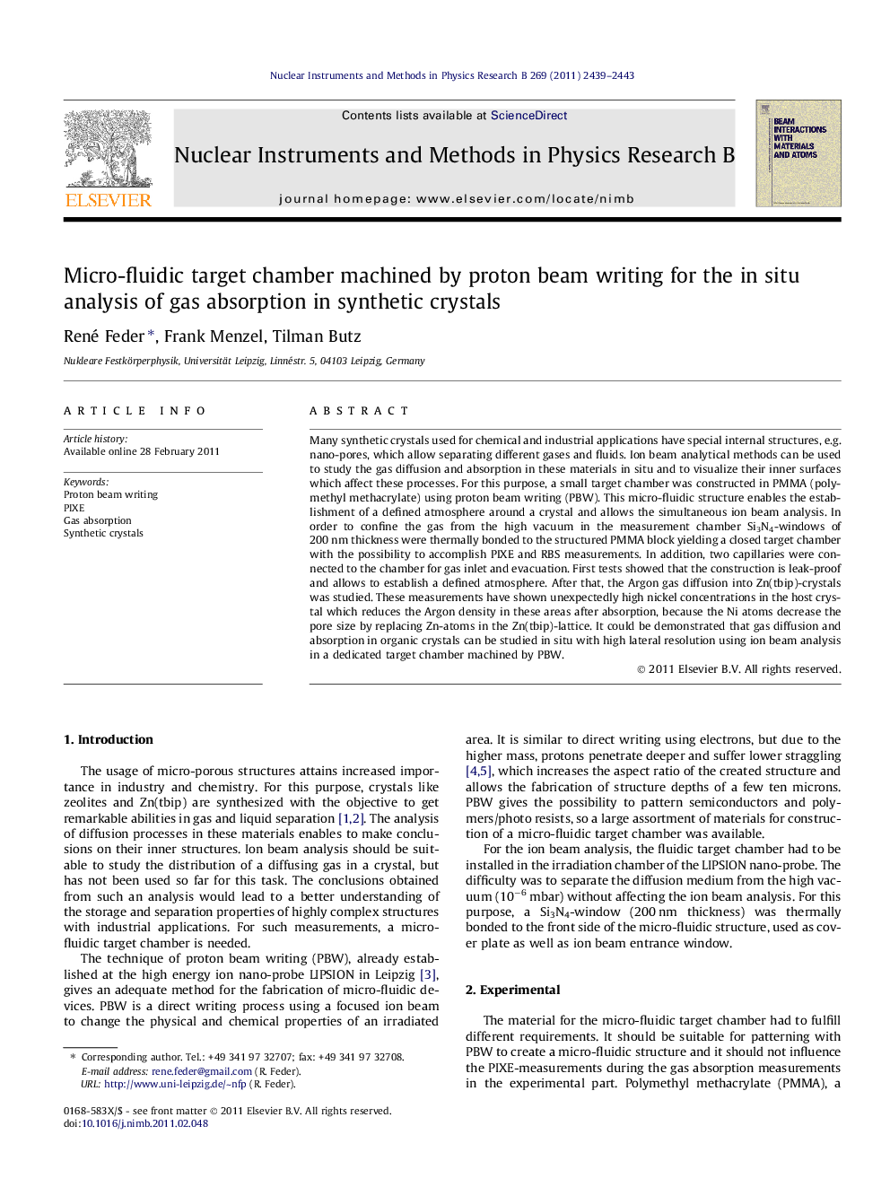 Micro-fluidic target chamber machined by proton beam writing for the in situ analysis of gas absorption in synthetic crystals