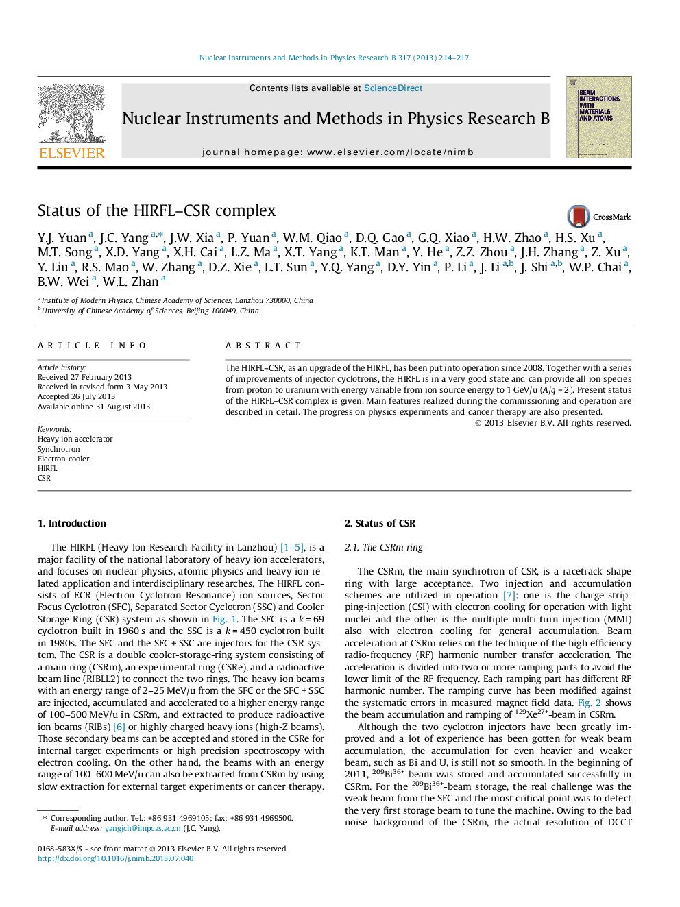 Status of the HIRFL-CSR complex