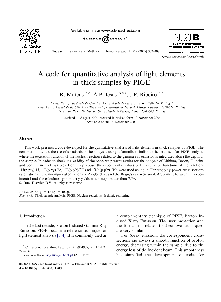 A code for quantitative analysis of light elements in thick samples by PIGE