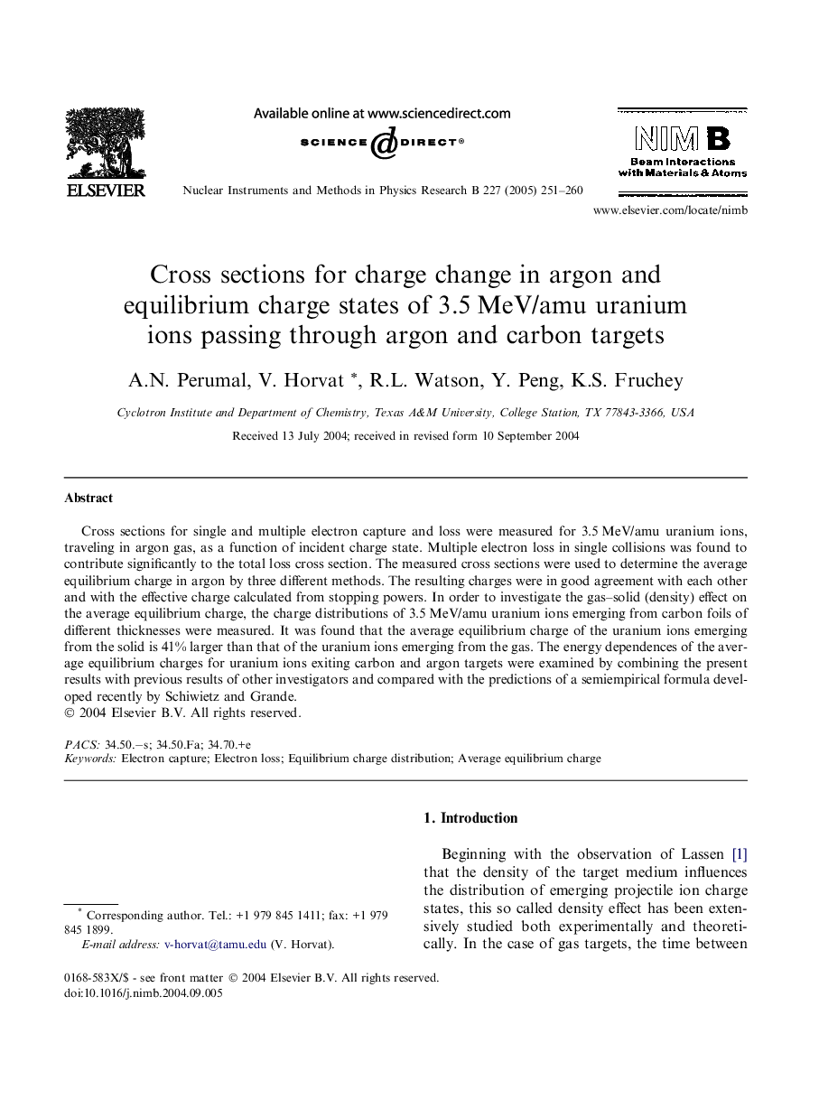 Cross sections for charge change in argon and equilibrium charge states of 3.5Â MeV/amu uranium ions passing through argon and carbon targets