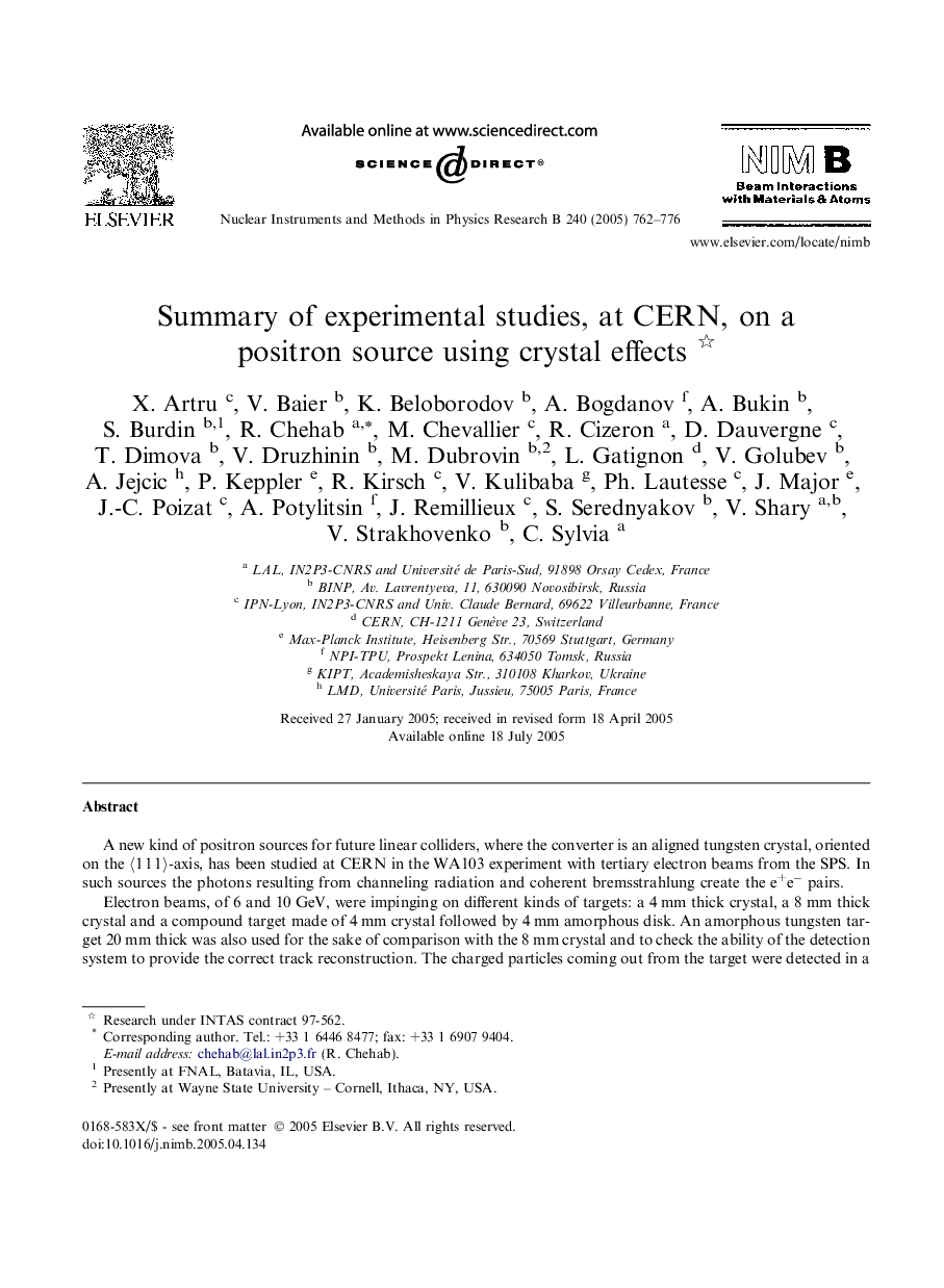 Summary of experimental studies, at CERN, on a positron source using crystal effects