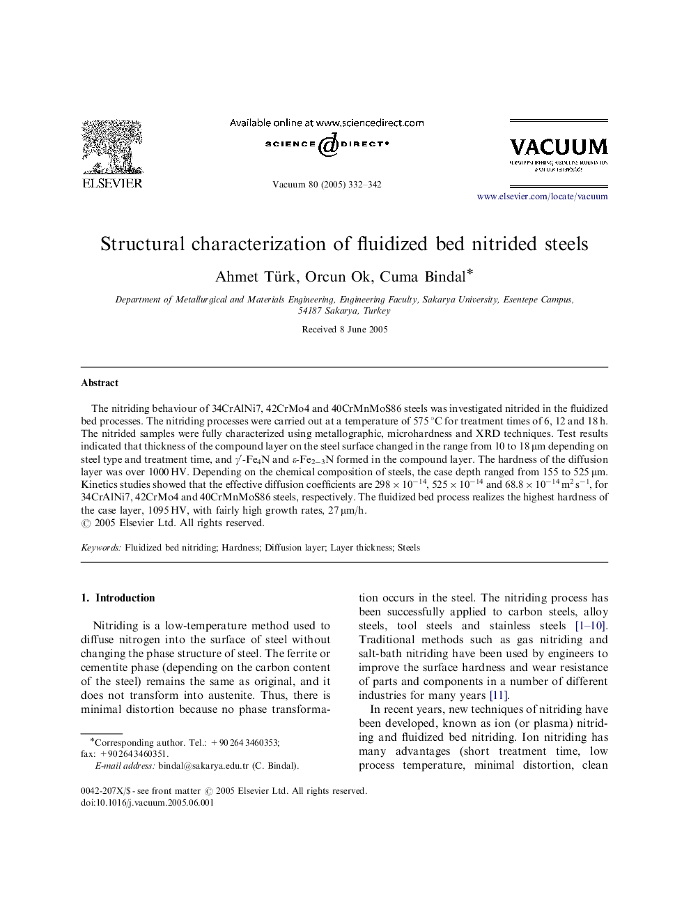 Structural characterization of fluidized bed nitrided steels