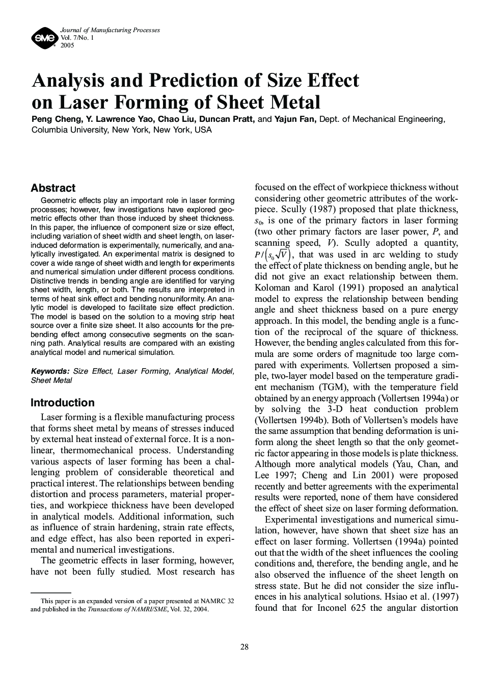 Analysis and Prediction of Size Effect on Laser Forming of Sheet Metal