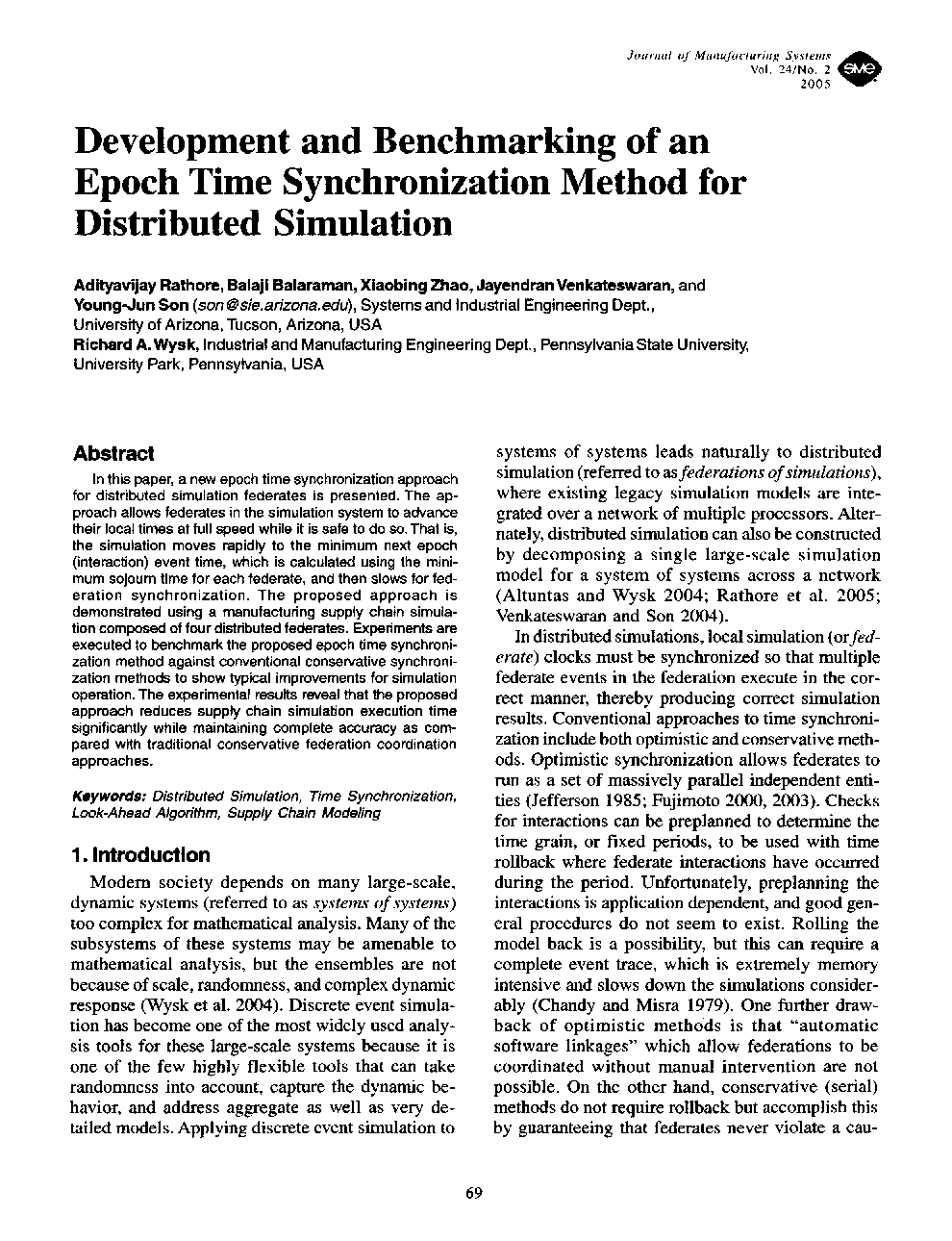 Development and benchmarking of an epoch time synchronization method for distributed simulation