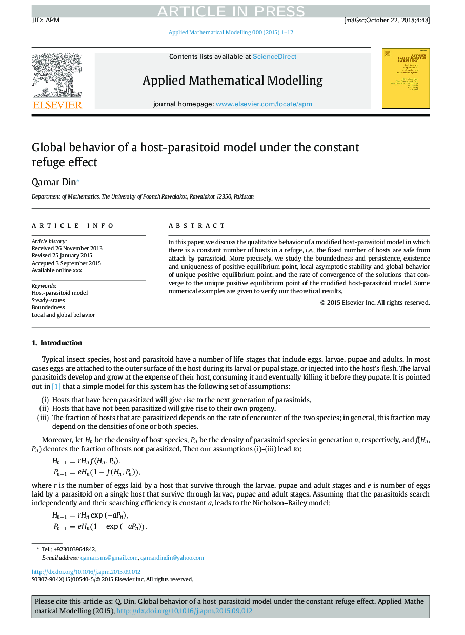 Global behavior of a host-parasitoid model under the constant refuge effect