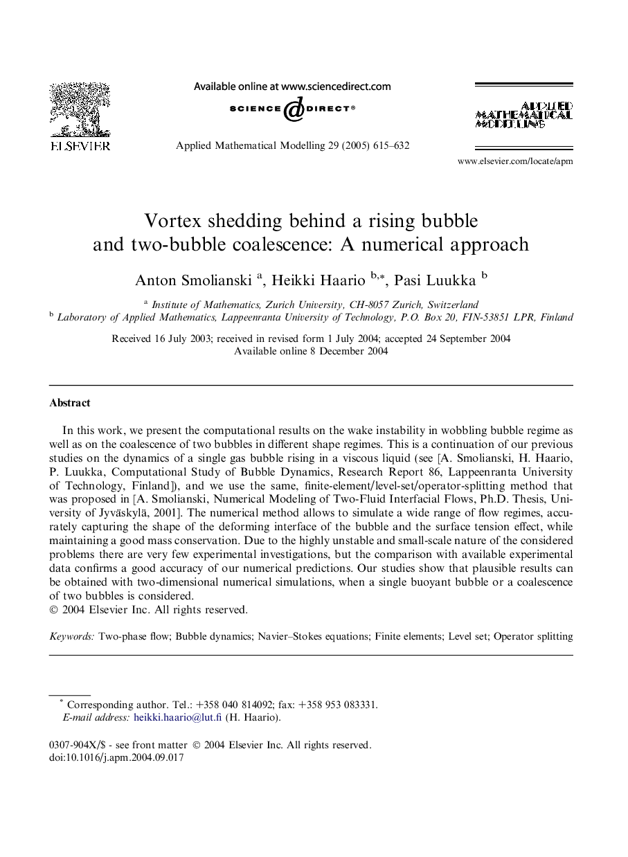 Vortex shedding behind a rising bubble and two-bubble coalescence: A numerical approach