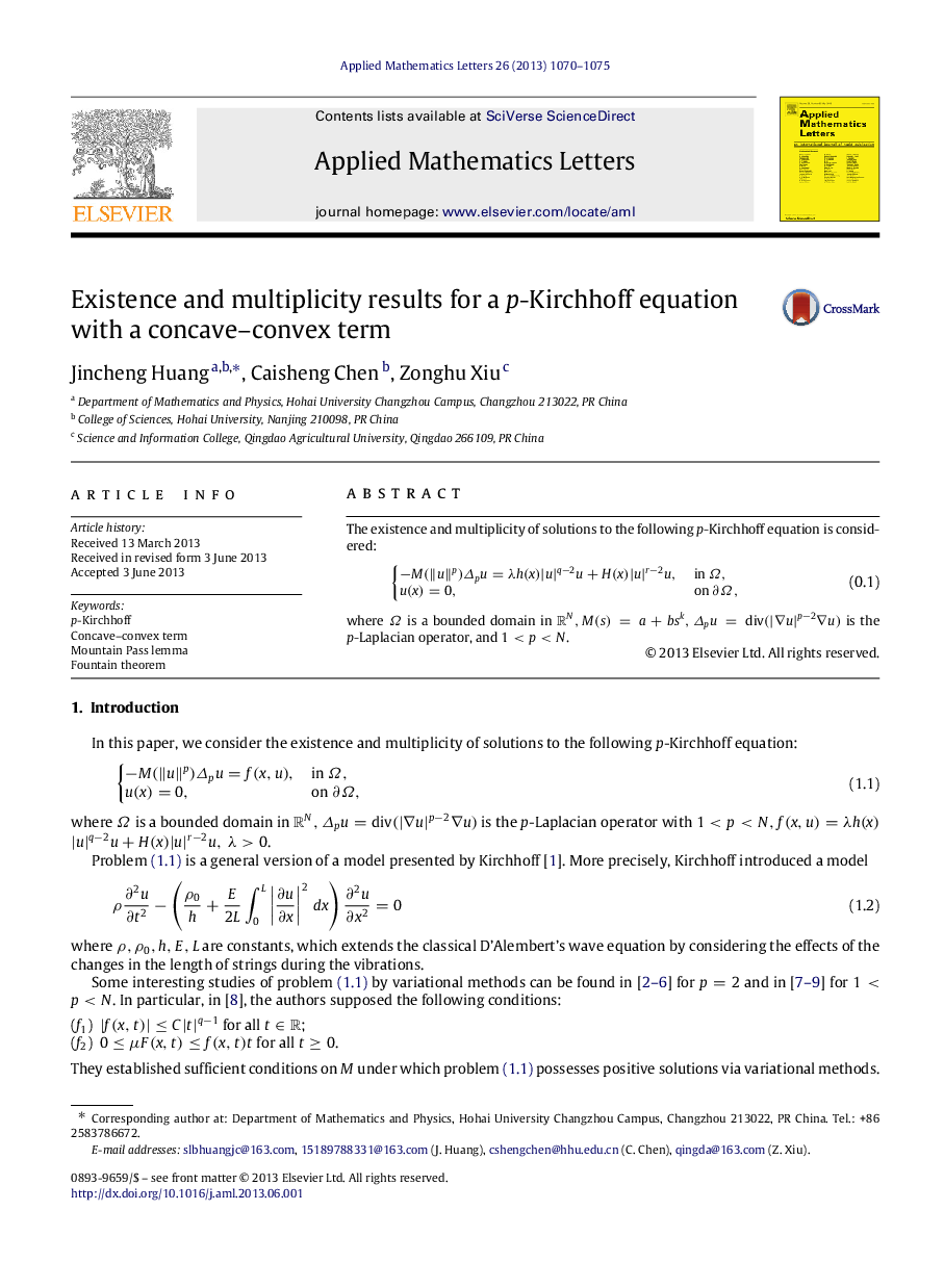 Existence and multiplicity results for a p-Kirchhoff equation with a concave-convex term