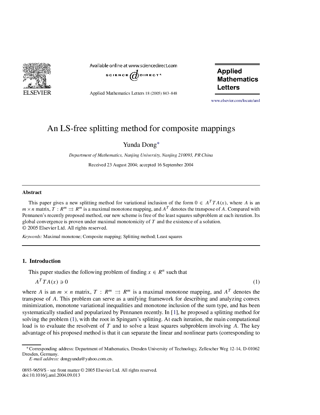 An LS-free splitting method for composite mappings