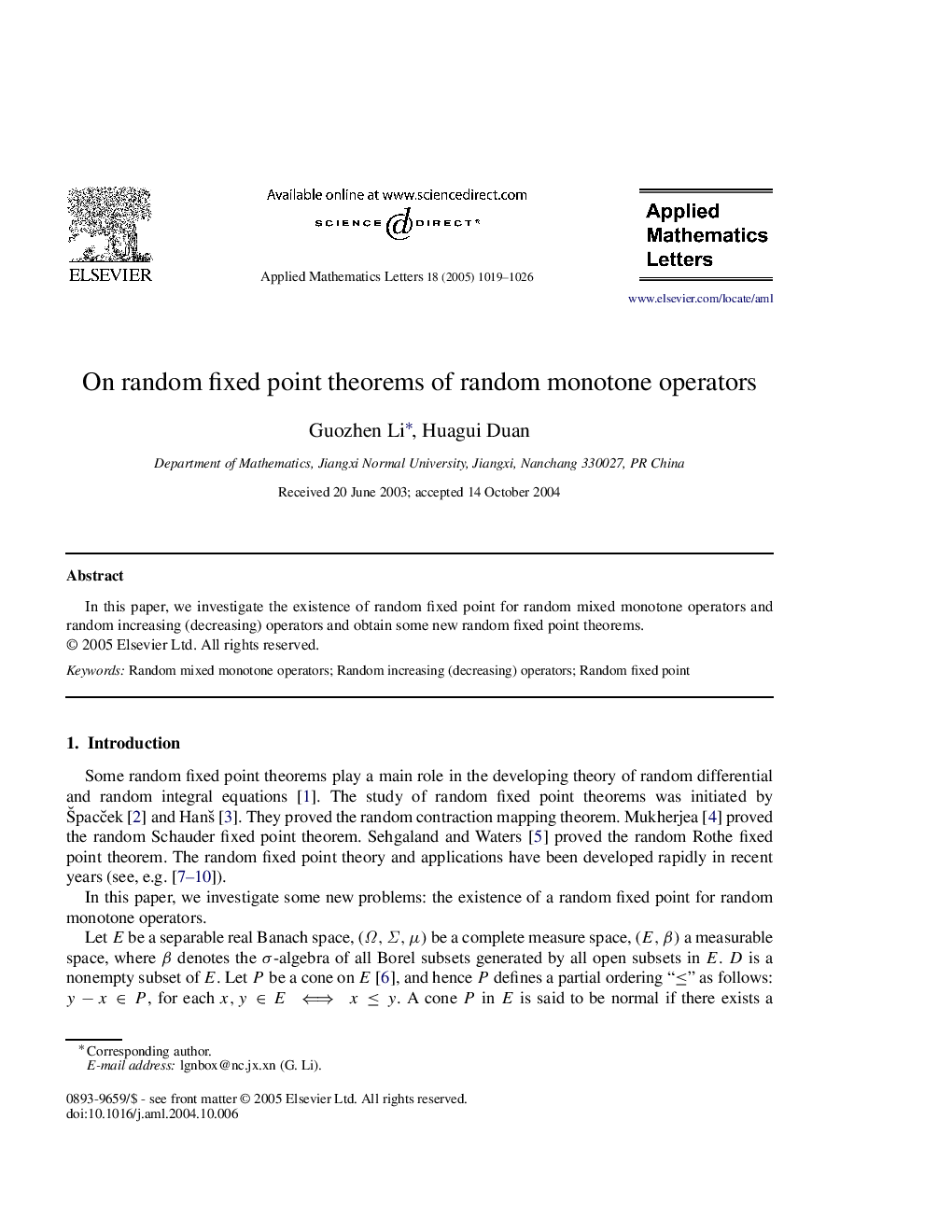 On random fixed point theorems of random monotone operators