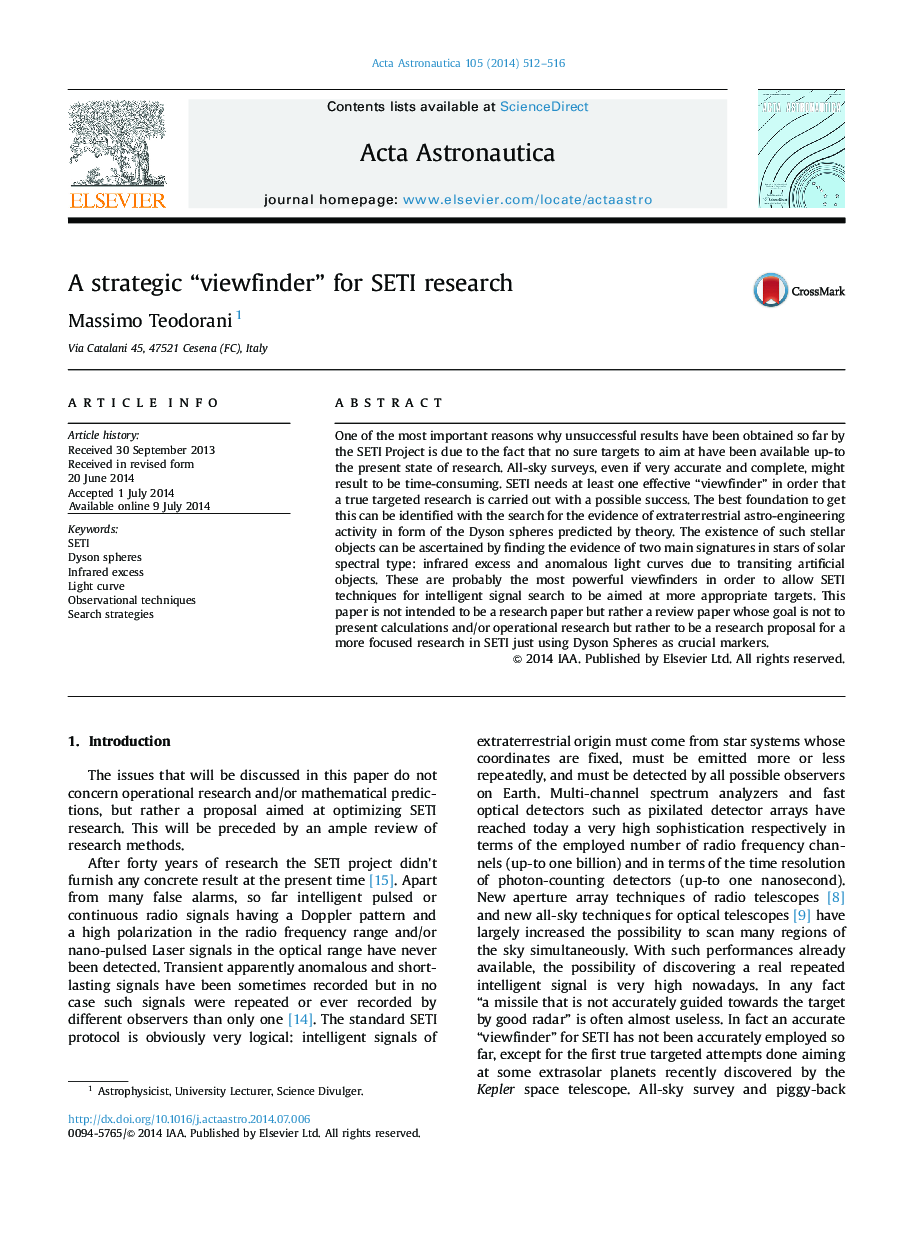 A strategic “viewfinder” for SETI research